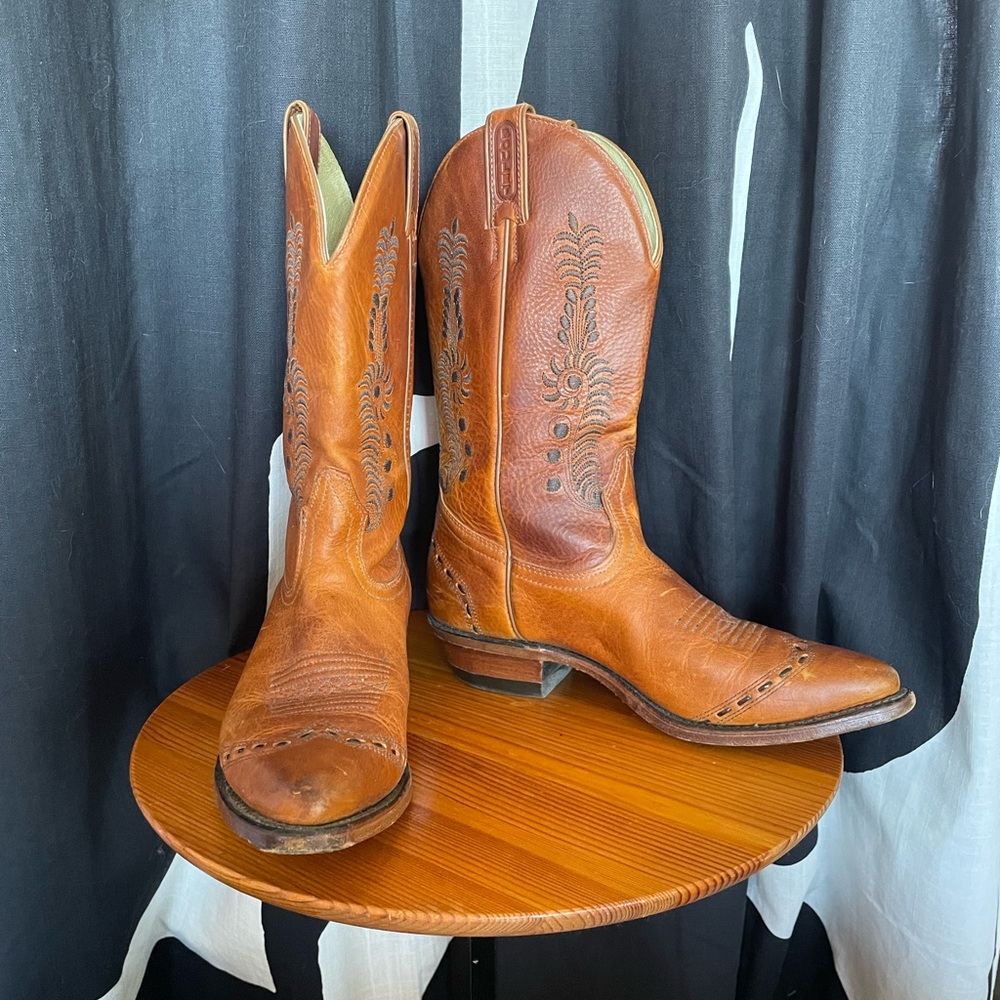 Classic Brown Leather Cowboy Boots made in Canada